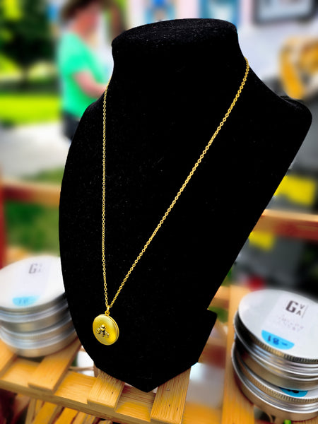 Golden Bee Solid Perfume Locket Necklace