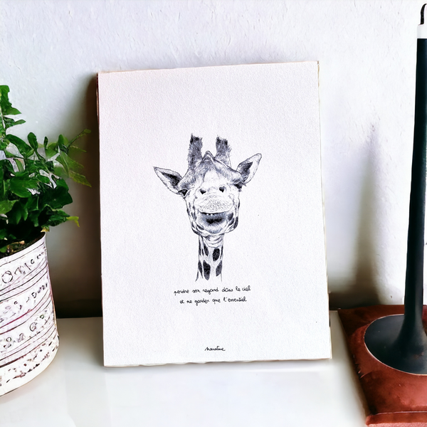 "Ingrid the Giraffe" 15x20cm Print by Narrature | Made in France on Handmade Paper