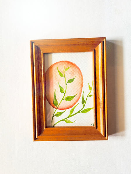 Moonleaf Watercolor in Antique Wood Frame