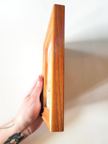 Moonleaf Watercolor in Antique Wood Frame