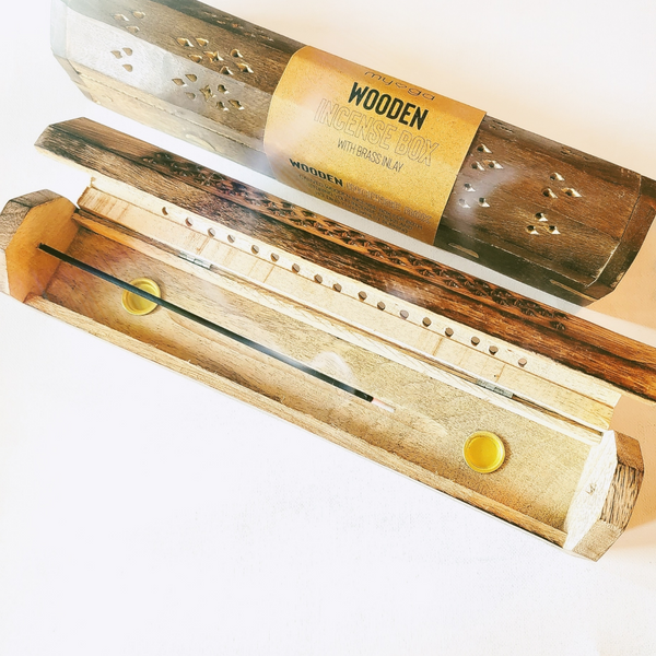 Wooden Incense Burner Box with Storage