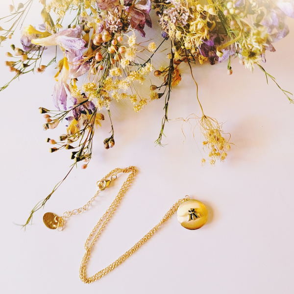 Golden Bee Solid Perfume Locket Necklace