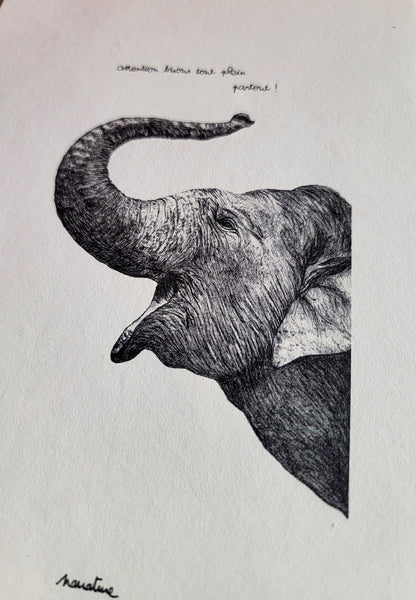 "Léon the Elephant" 15x20cm Print by Narrature | Made in France on Handmade Paper