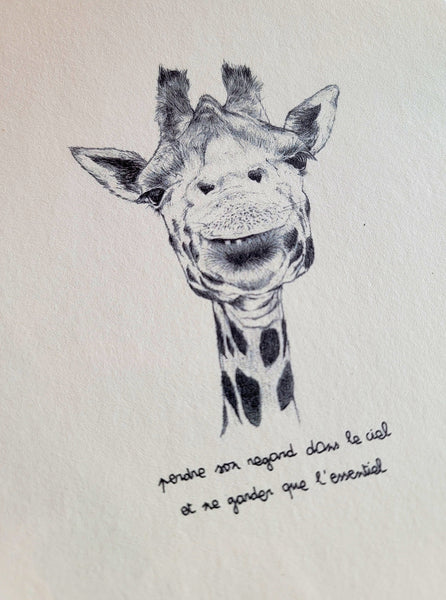"Ingrid the Giraffe" 15x20cm Print by Narrature | Made in France on Handmade Paper