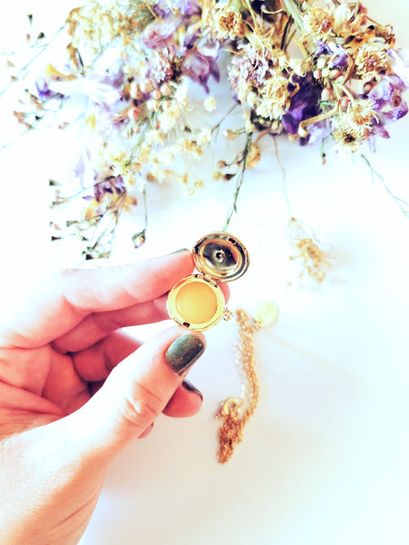 Golden Bee Solid Perfume Locket Necklace